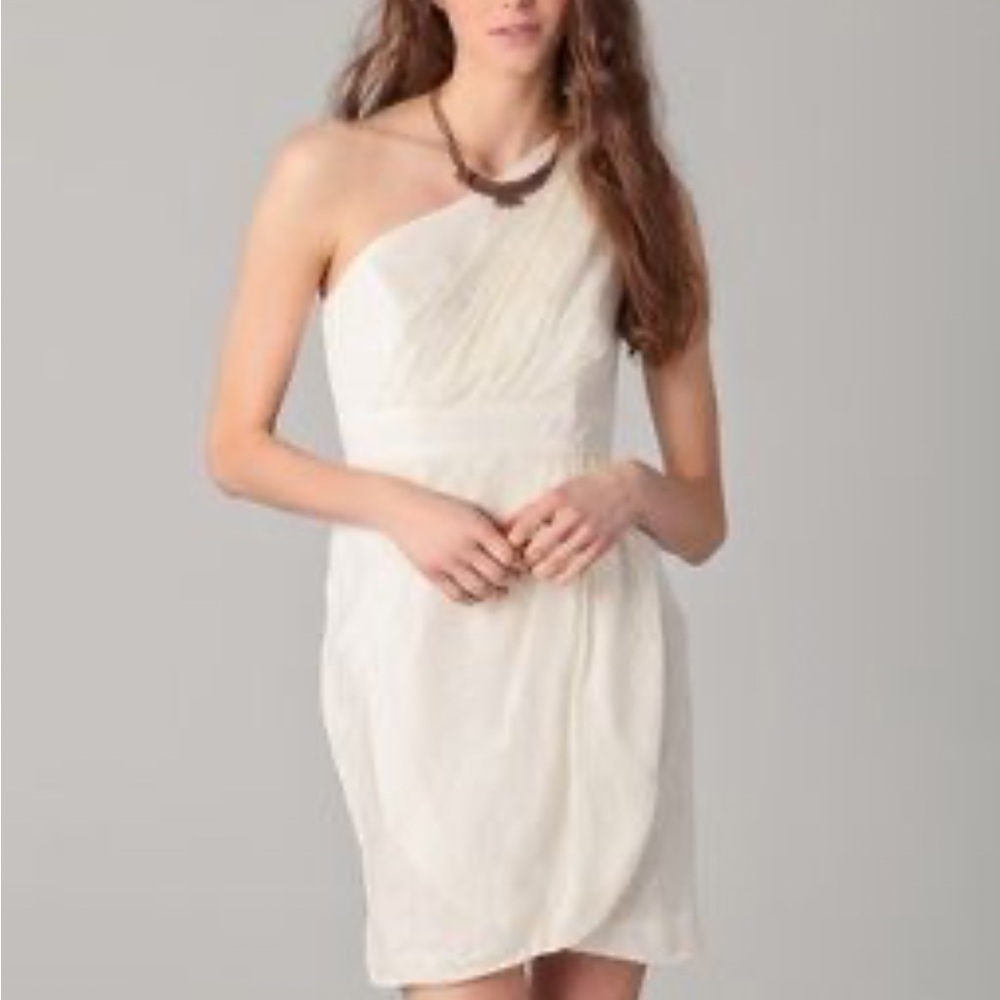 NWT Shoshanna ivory silk one shoulder cocktail dress